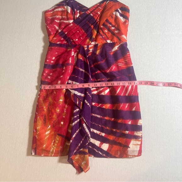 Y2K Banana Republic Silk Blend Summer Dress in Pink + Purple Palm Print, Size 6 - Picture 6 of 8